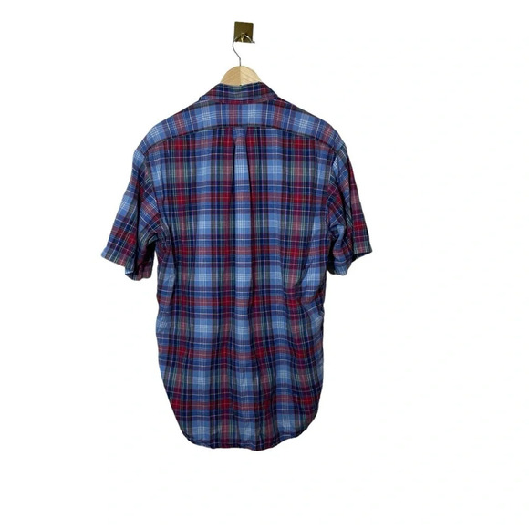 Ralph Lauren Men’s Blake Plaid Short Sleeve Button Down in Blue/Red Size M - Picture 7 of 9